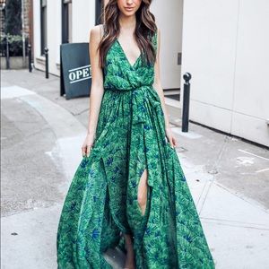 Long Flowing dress with Deep V-neck